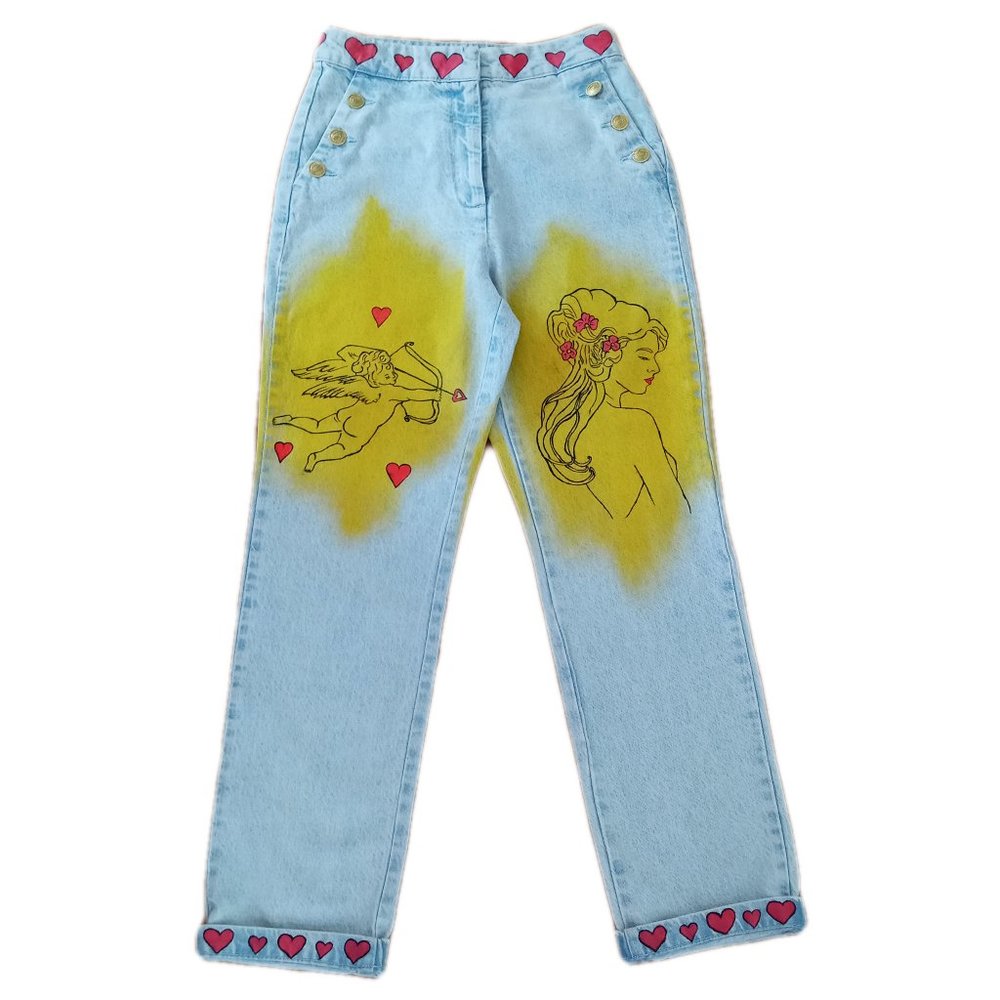 New! Womens Hand Painted Jeans
